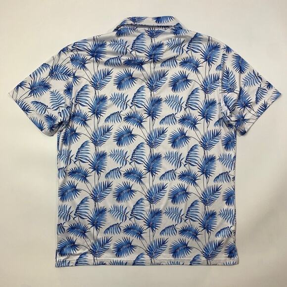 TailorByrd Polo Shirt Mens L Large Blue White Floral Performance Moisture Wick - Picture 6 of 9